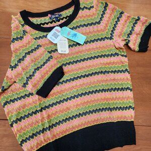 Shimmery knit striped 70's style top